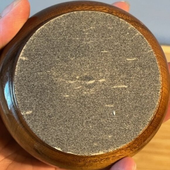 Vintage wooden trinket jewelry box with blue agate and hummingbird - Picture 5 of 5